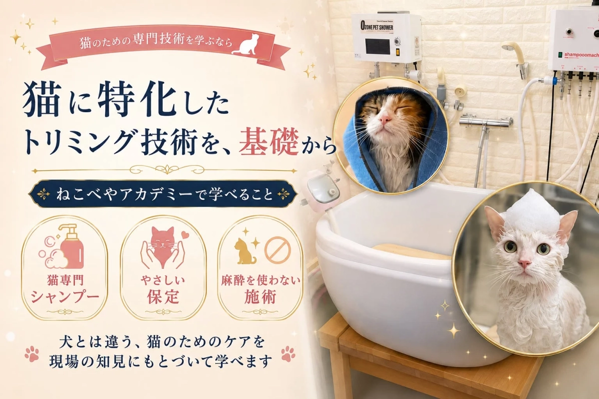 猫のための専門技術を学ぶなら 猫に特化したトリミング技術を、基礎から