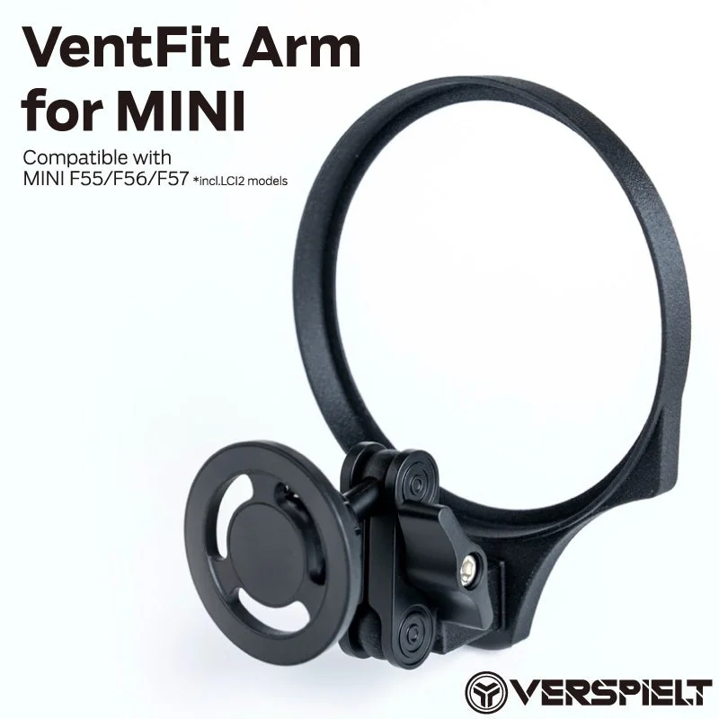 MINI F55/F56/F57モデルに対応した、エアコン吹き出し口に取り付けるタイプの車載用マウントアームです。