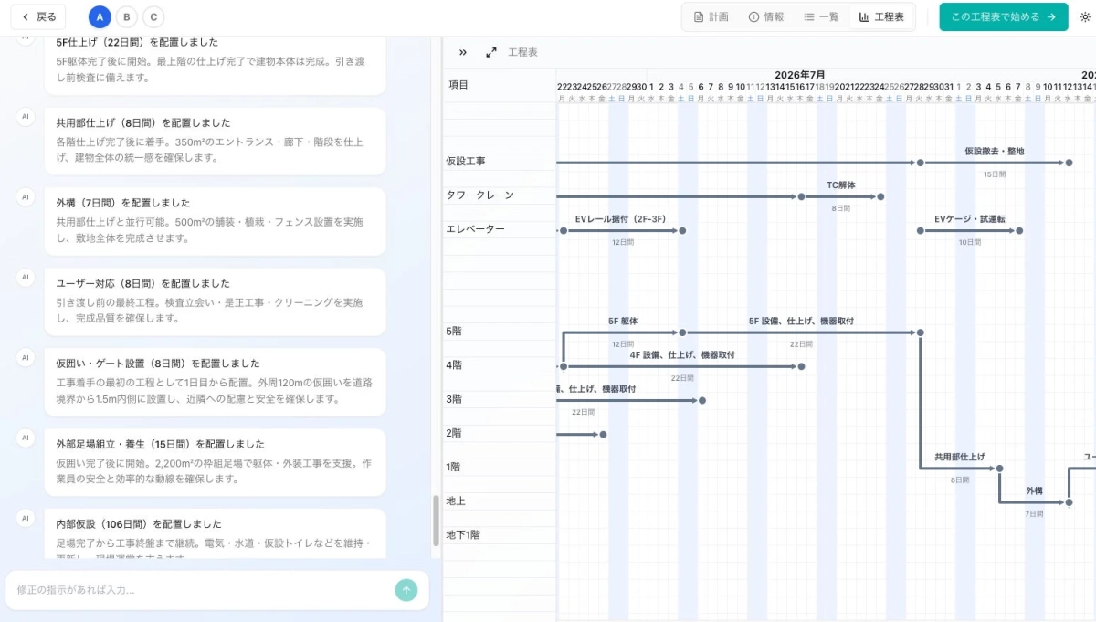 AIが工程表を生成